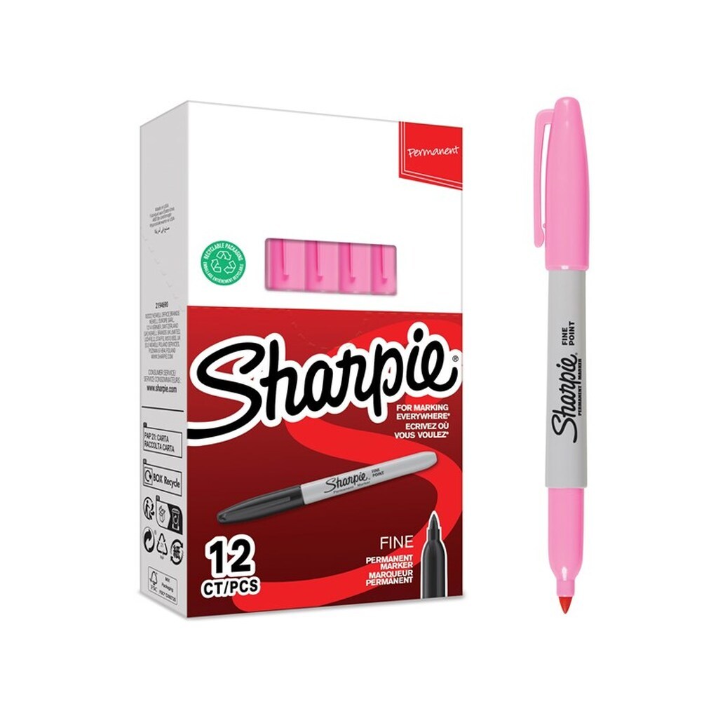 Sharpie permanente markers | Fin spids for dristige detaljer | Lyserødt blæk | 12 Stk