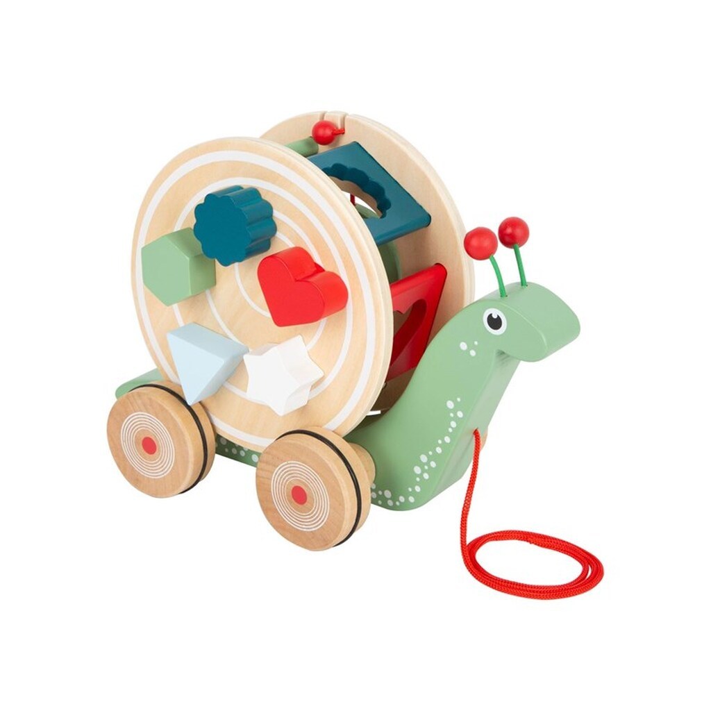 Small Foot - Wooden Pull Figure Shape Sorter Snail 6dlg.