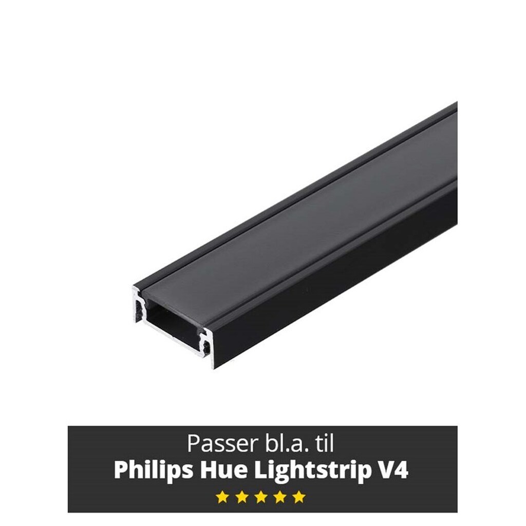 Light Solutions Aluminiumsprofil - Model S til Philips Hue og LIFX - 1 meter
