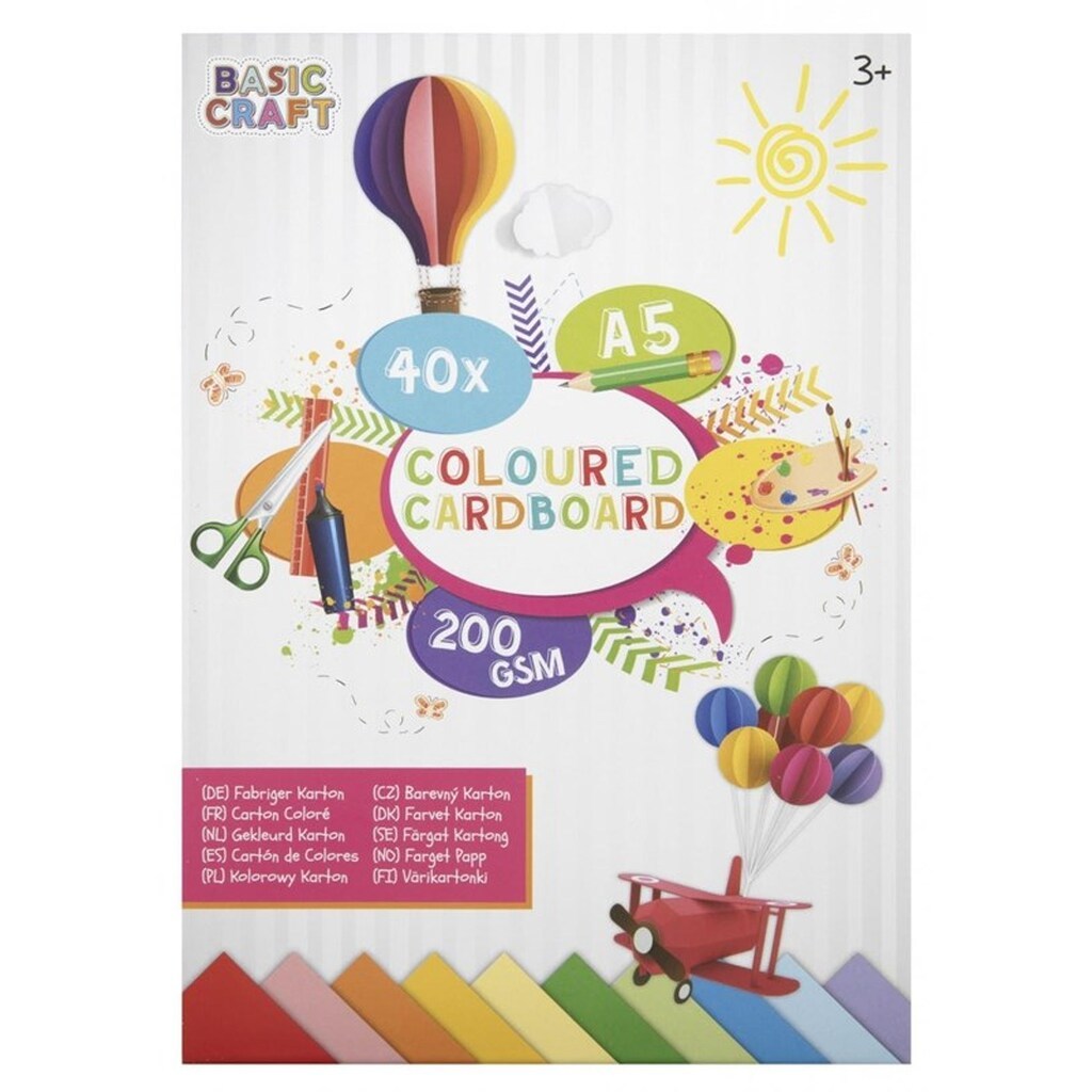 Creative Craft Group Karton A5, 200 g. 40 ark. ass. farver