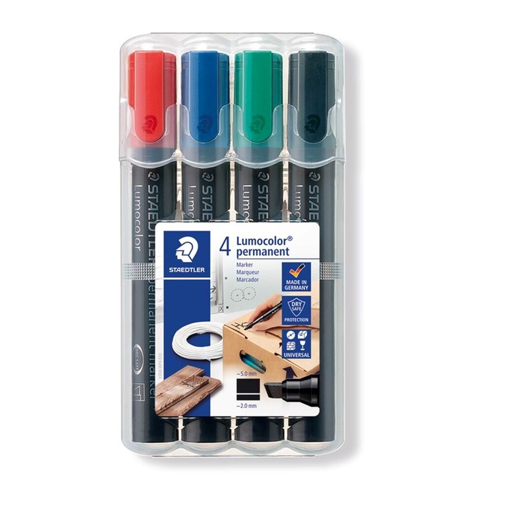 Staedtler Lumocolor Marker Perm 2-5mm 4 ass/boks