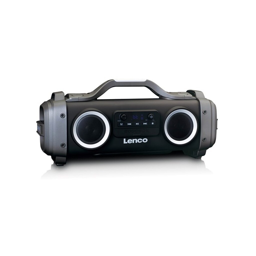 Lenco SPR-200BK - Splash proof Bluetooth® Speaker FM radio USB and micro SD with Light Effects - Black