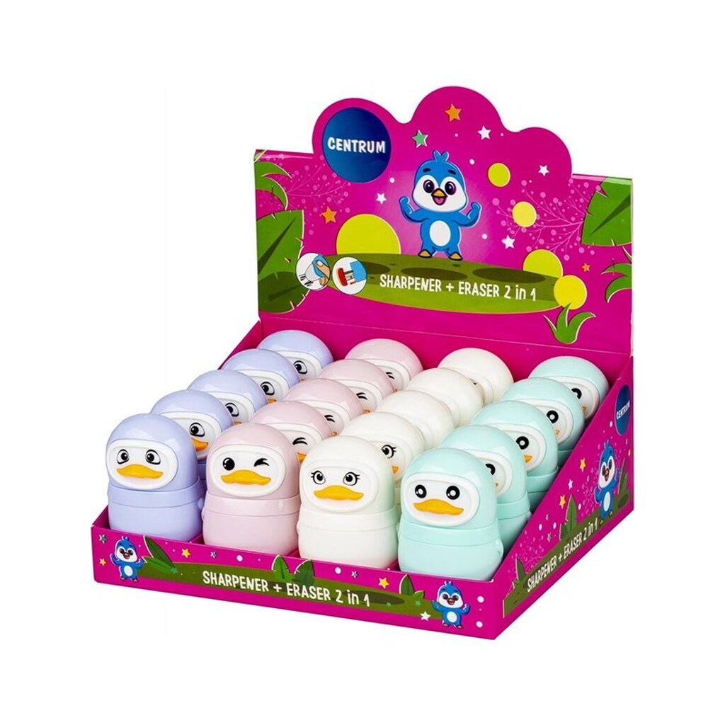 CENTRUM PINGVIN blyantspidser m. viskelæder