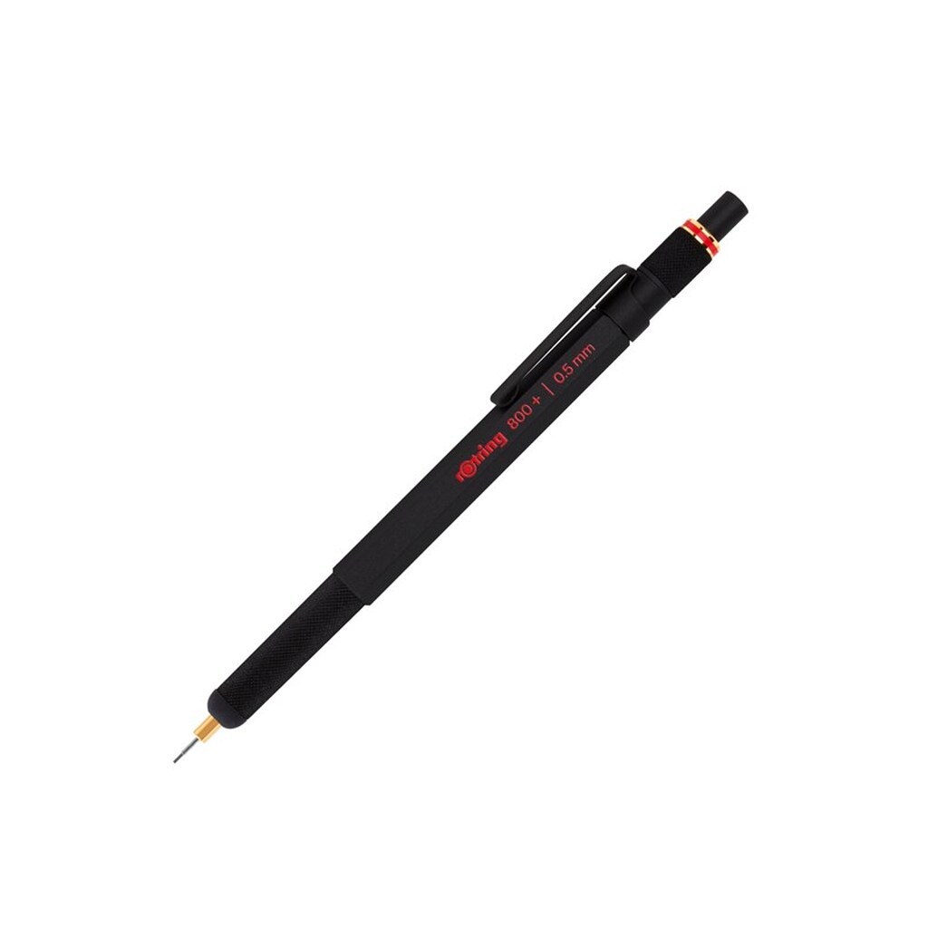 Rotring rOtring 800+ mekanisk blyant og touchscreen stylus | Twist-to-Retract HB 0,5 mm fremdrivningsblyant | Sort metal tønde