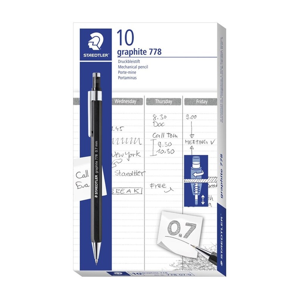 Staedtler STIFTBLYANT 778 0,7mm, 10 STK, SORT
