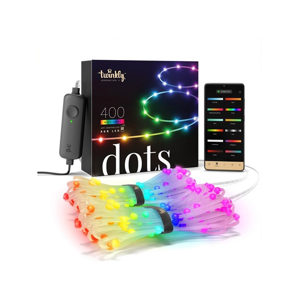 Twinkly Dots - 400 App-controlled RGB LEDs. 20 Meters. Clear Wire.