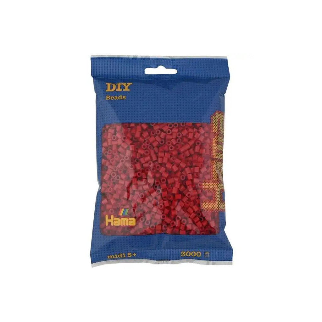 Hama midi perler 3000stk mørkerød