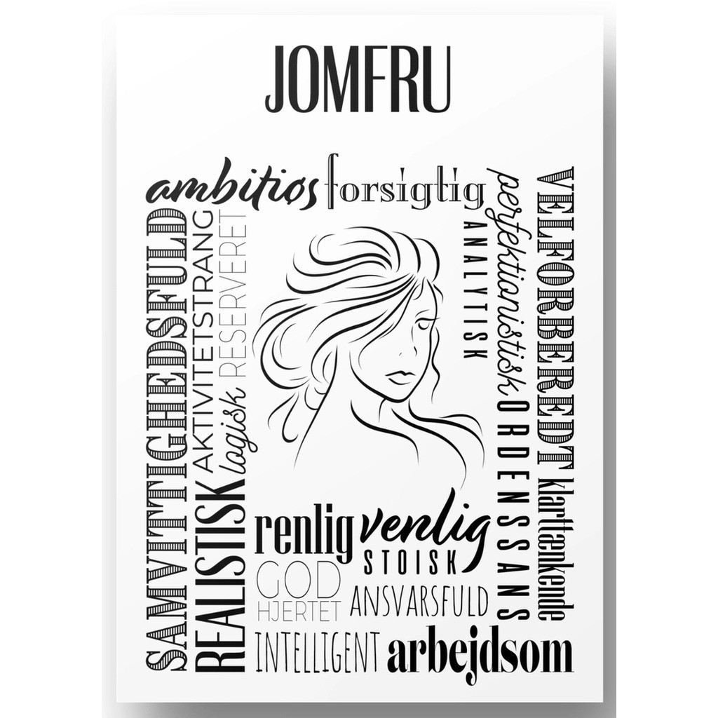 Plakat A4 Jomfru Håndtegnet Stjernetegns Citat