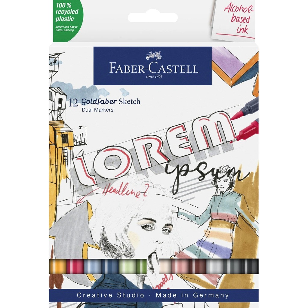 Tusser dobbelt Sketch Goldfaber 12 ass