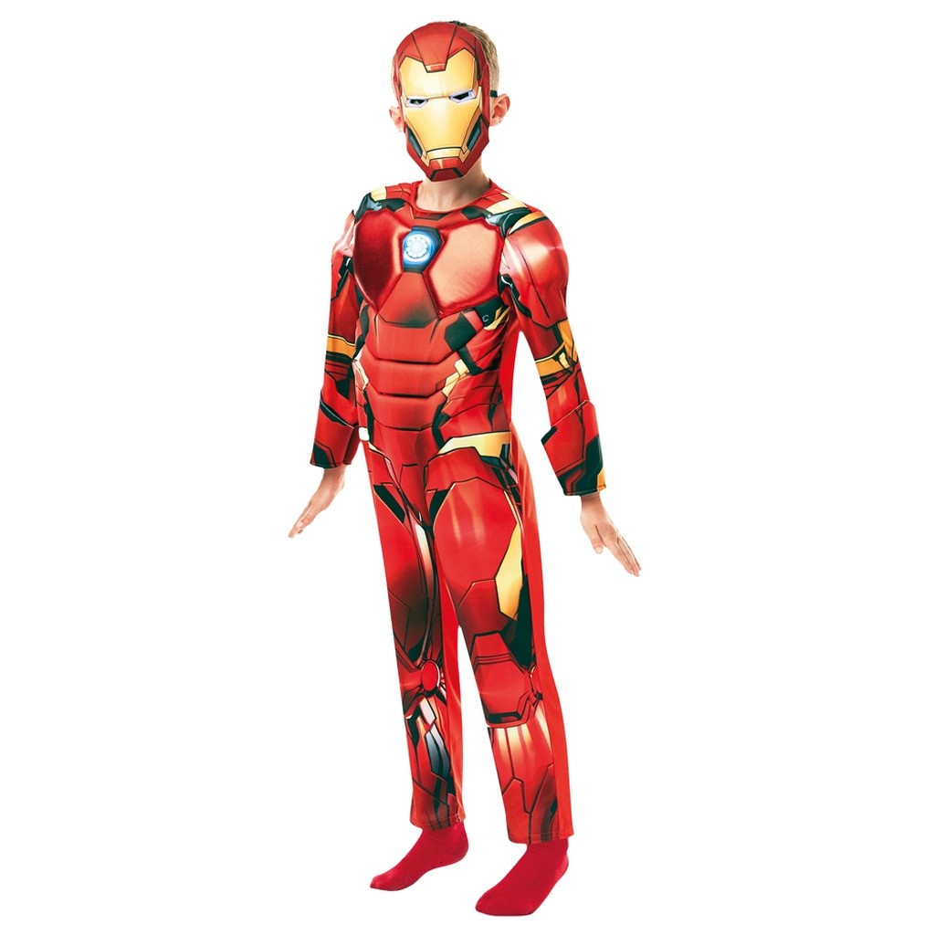 Iron Man Deluxe kostume med maske str. 7-8 år