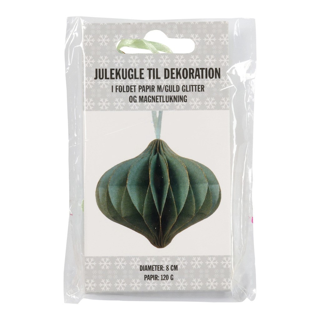 Julekugle ellipse lysegrøn magnetluk magnetluk