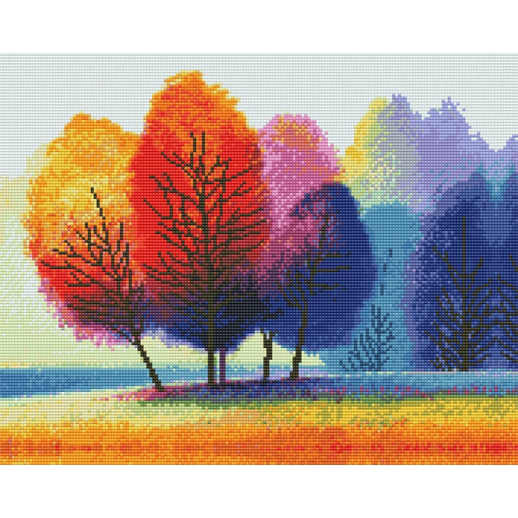 Diamond art træer farverig 40 x 50 cm