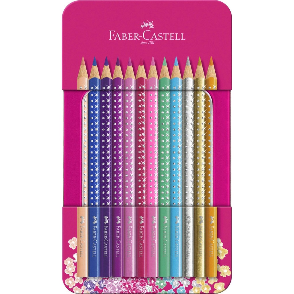 Farveblyant Faber-Castell sparkle 12 farver tinæske