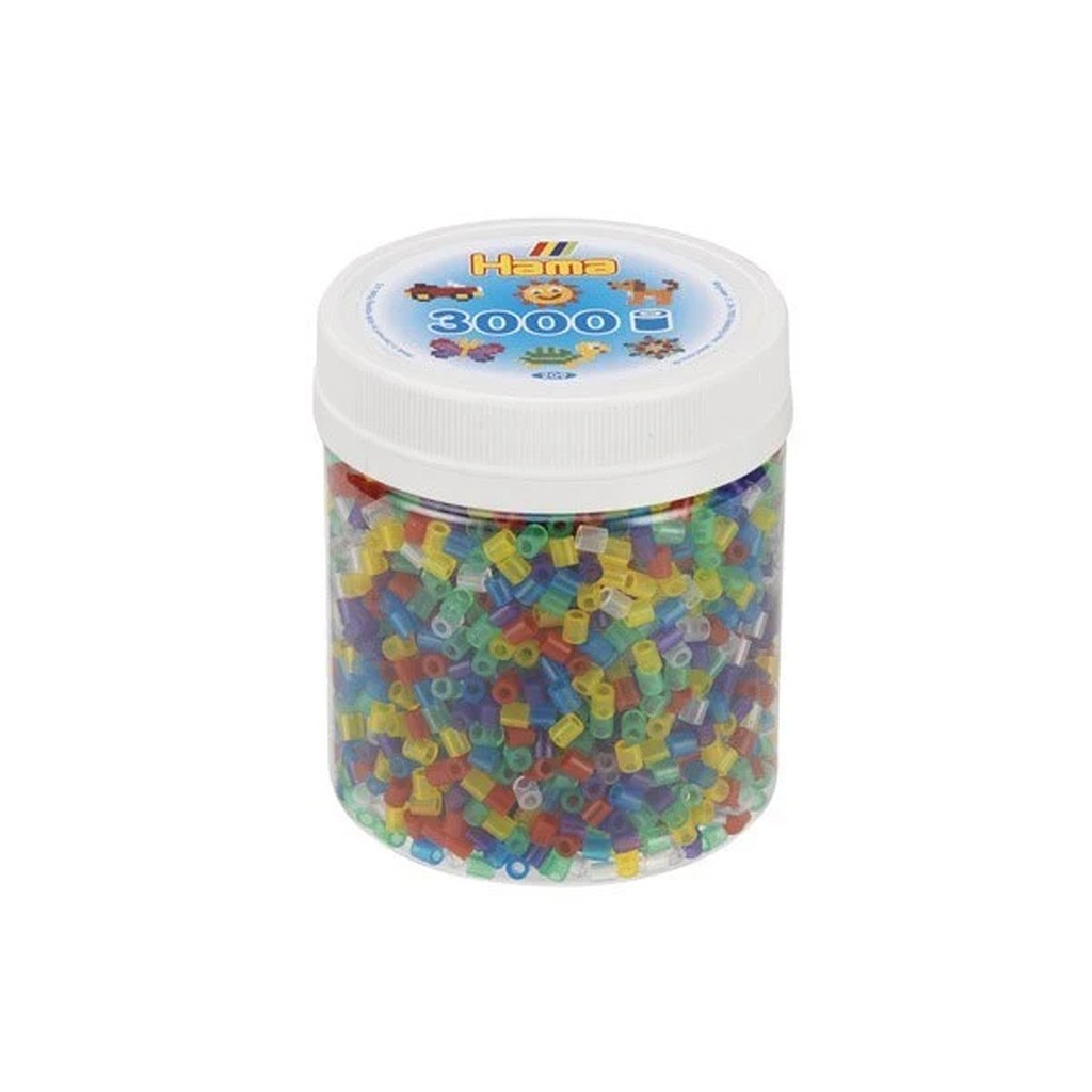 Hama midi perler bæger 3000stk transp. mix