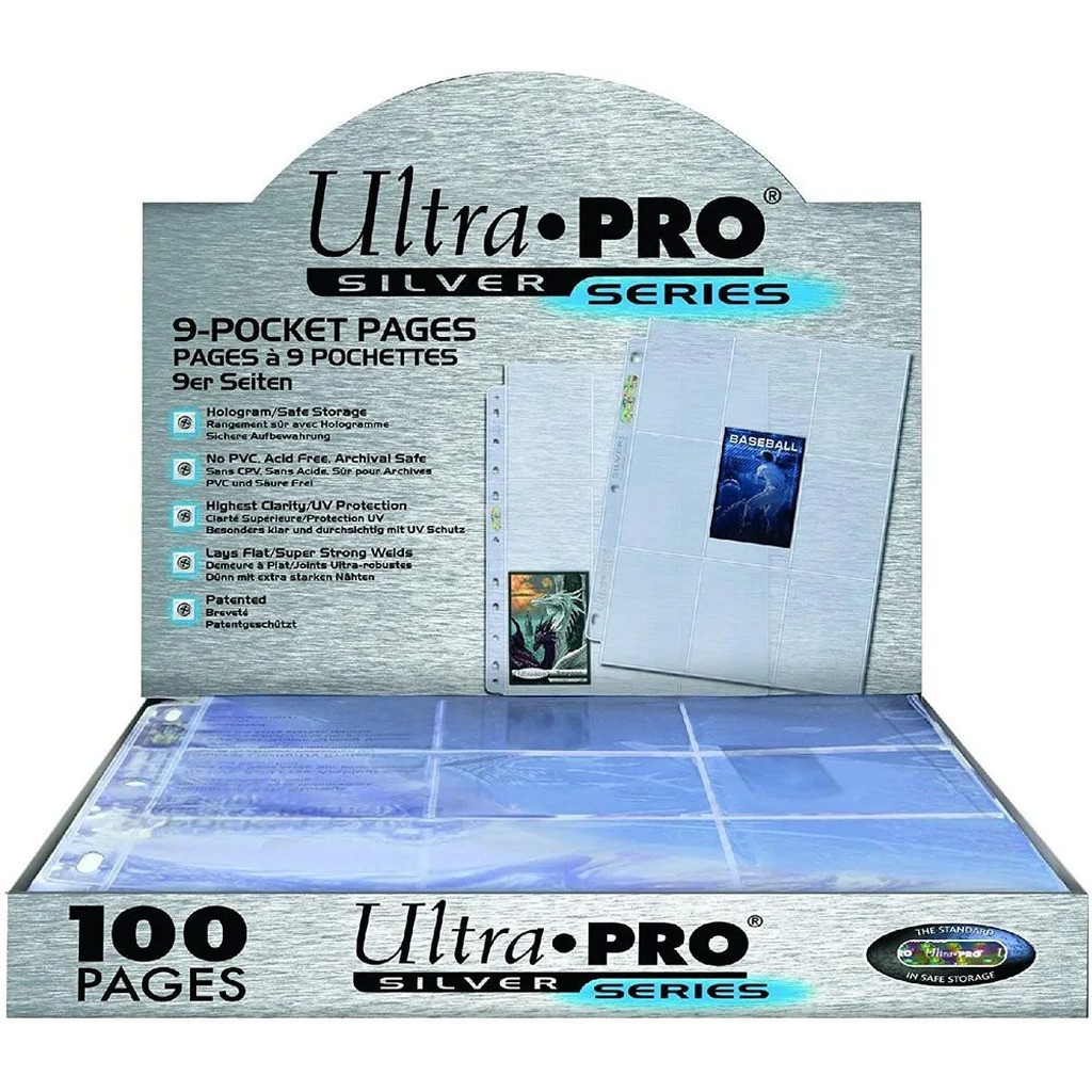 9-Pocket Pages Silver Blue 100 stk