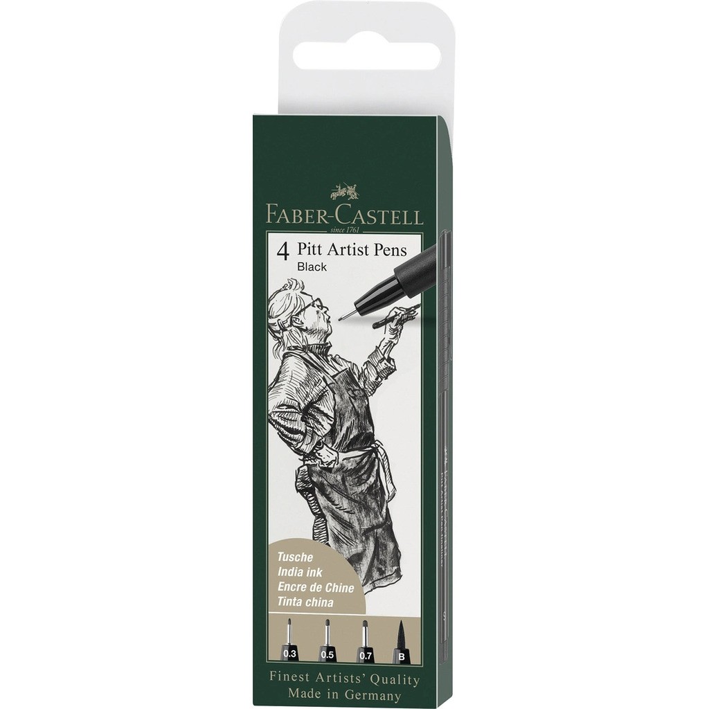 Tusser pitt artist sort ass. 4 stk. i etui