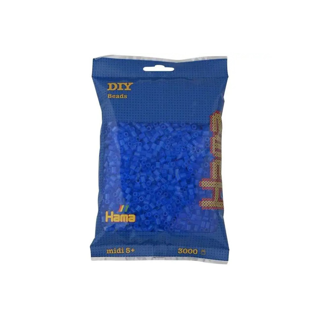 Hama midi perler 3000stk transp. blå