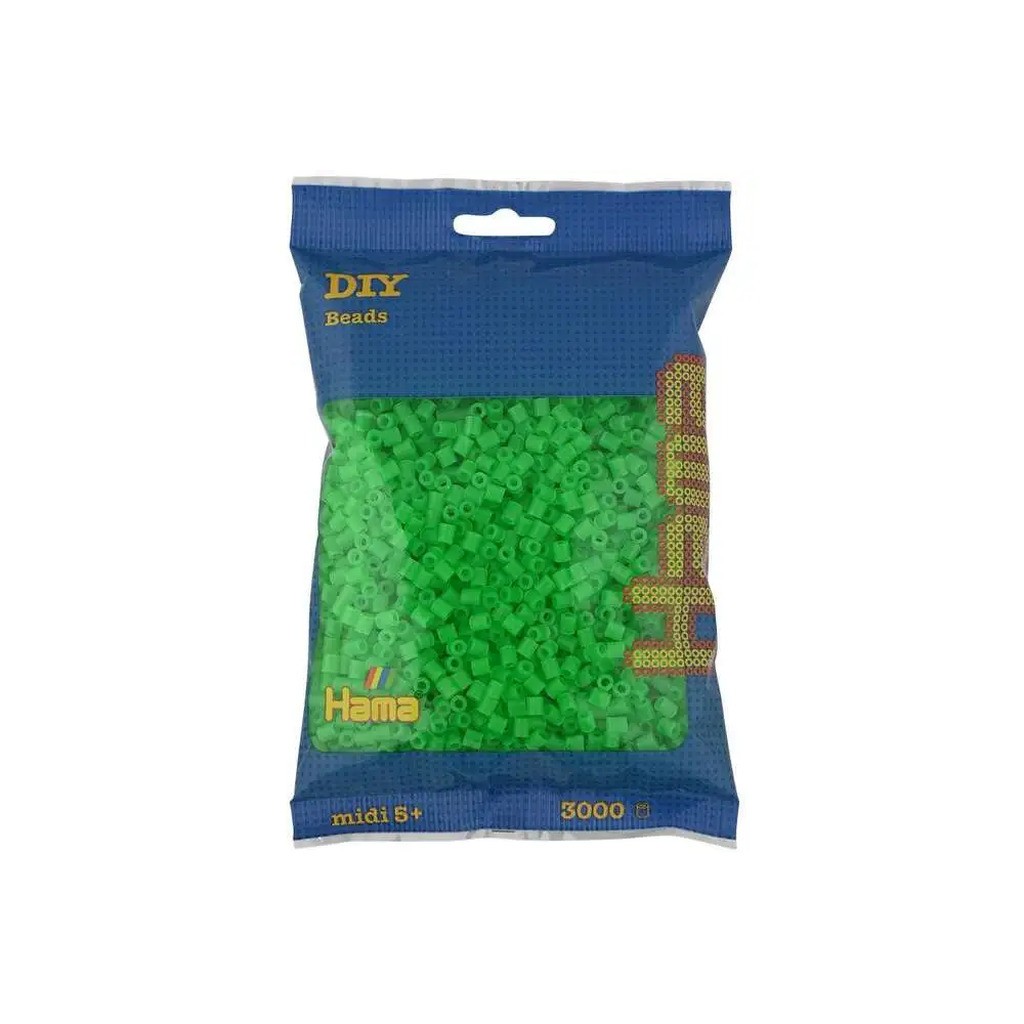 Hama midi perler 3000stk neon grøn