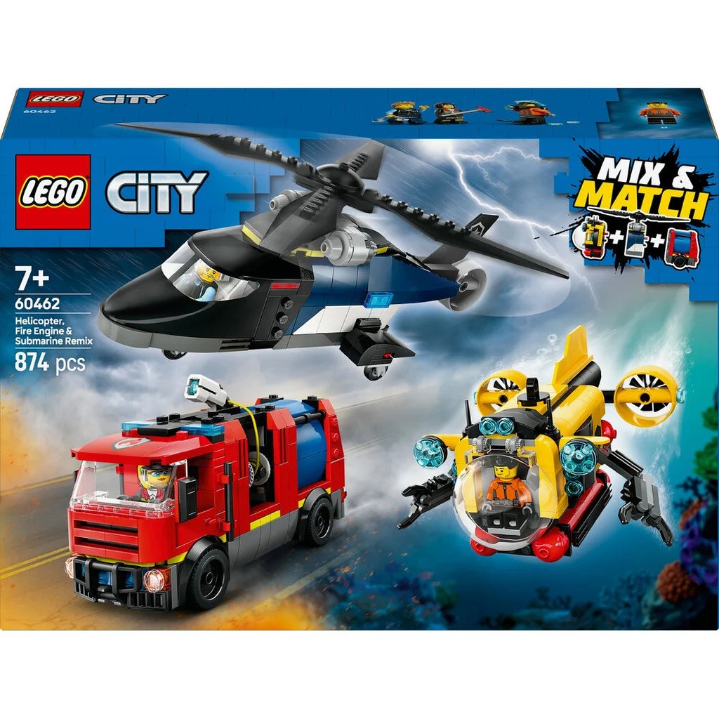 60462 LEGO City Great Vehicles Remix  helikopter, brandbil og ubåd