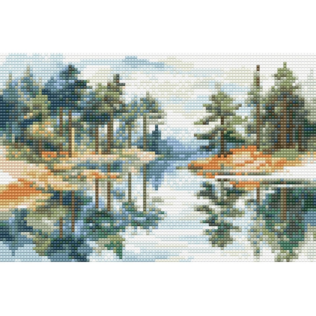 Diamond art natur sø/træer 20 x 30 cm