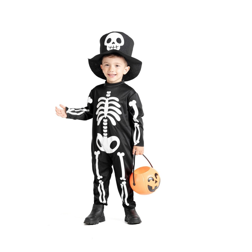 Skelet kostume str. 3-4 år