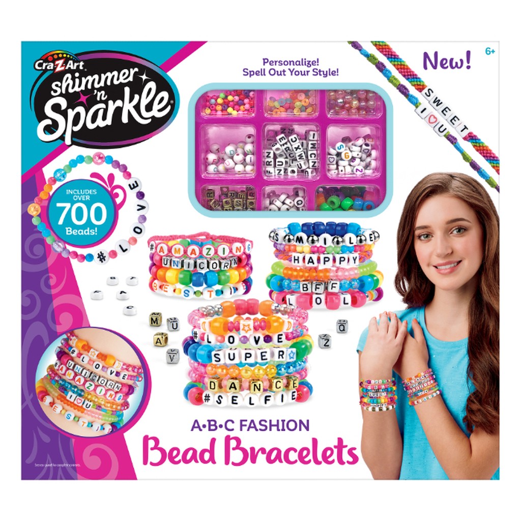 SHIMMER N SPARKLE ABC FASHION BEAD BRACELETS