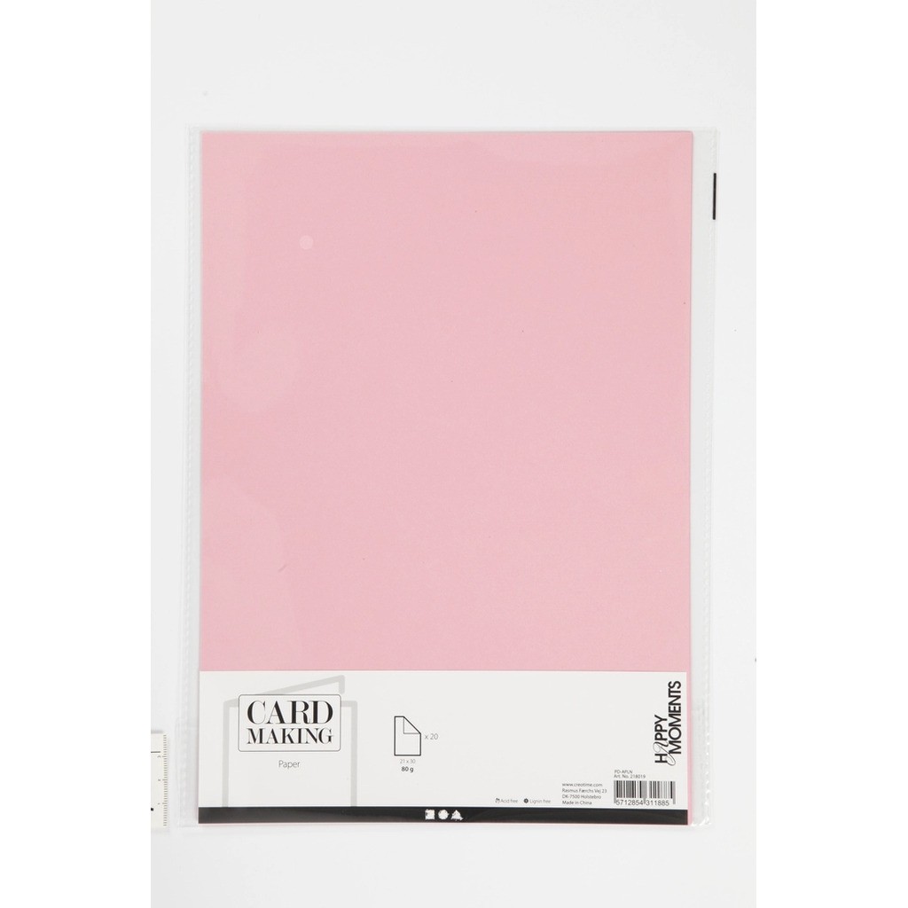 Papir lyserød A4 80g 20stk