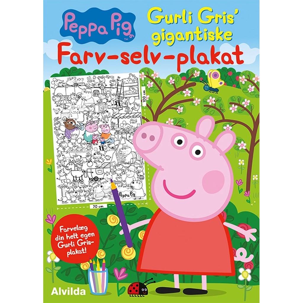 Peppa Pig - Gurli Gris' gigantiske farv-selv-plakat