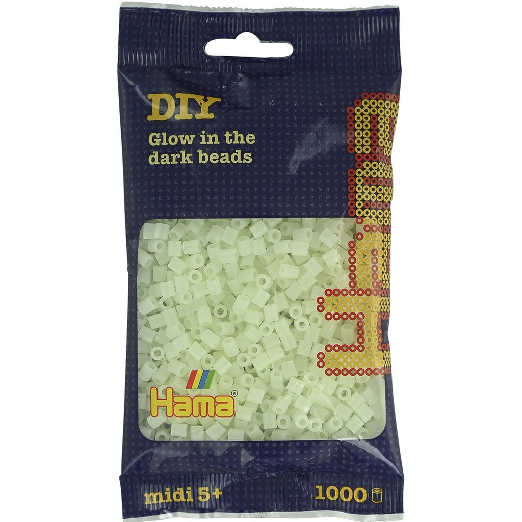 Hama midi perler 1000 stk selvlysende grøn 55