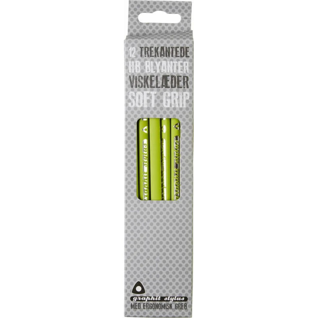 Blyant Graphit Stylus soft grip limegrøn 12 stk