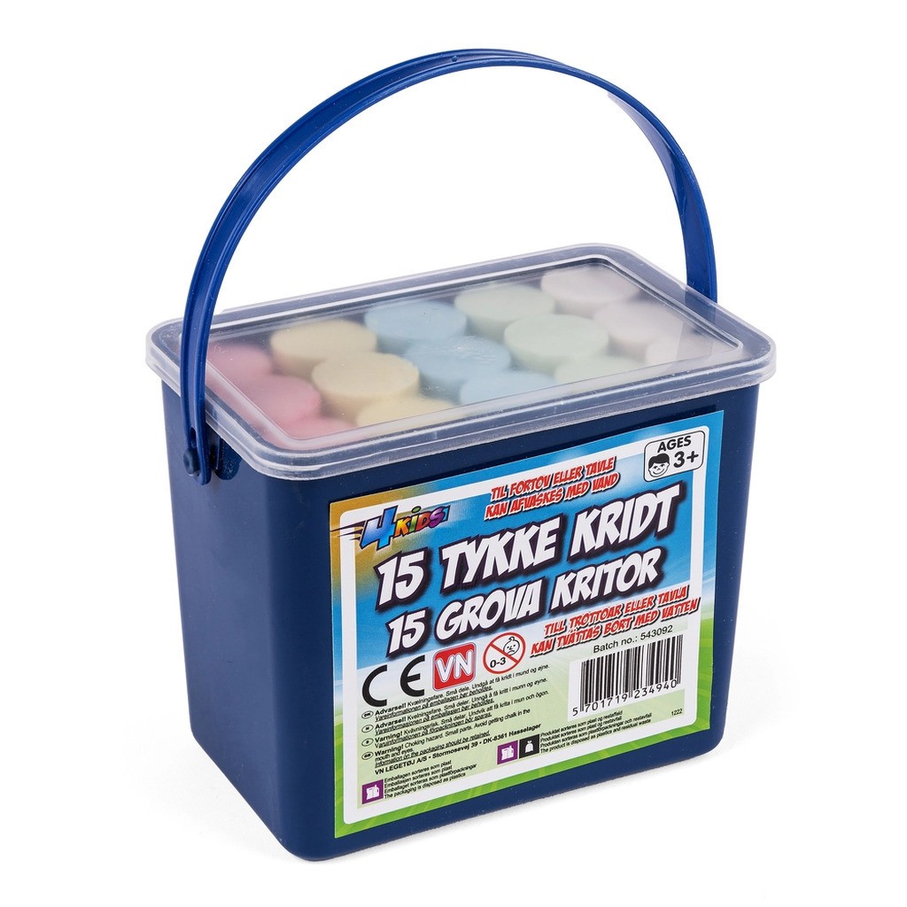 Gadekridt, farvet i spand 15 stk