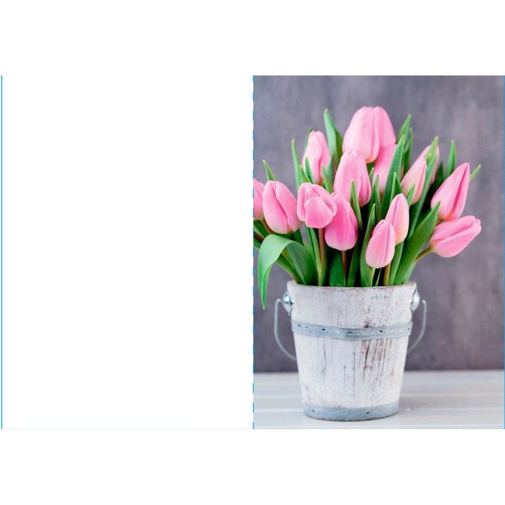 Kort 4/4 m/konvolutter tulipaner/blomster årstiden