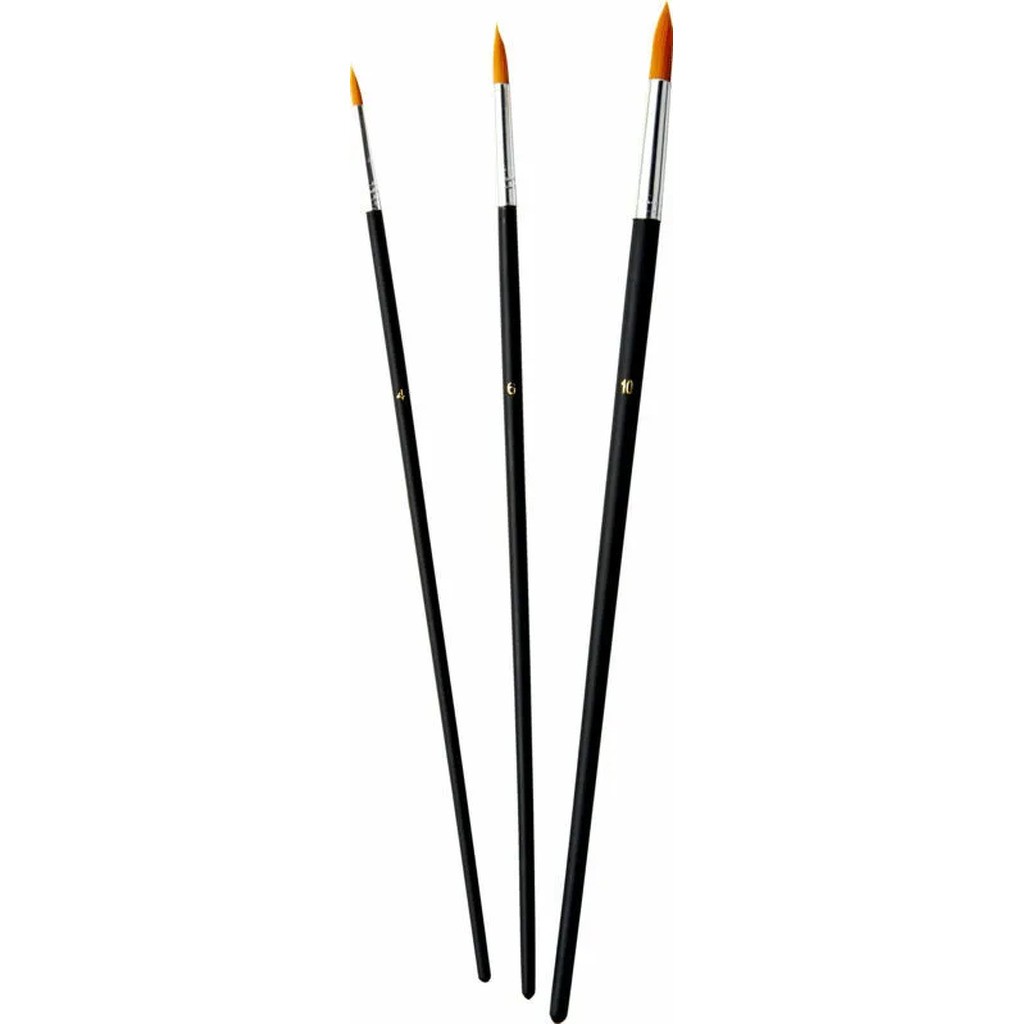 Penselsæt syntetisk rund 3 stk. kunstner