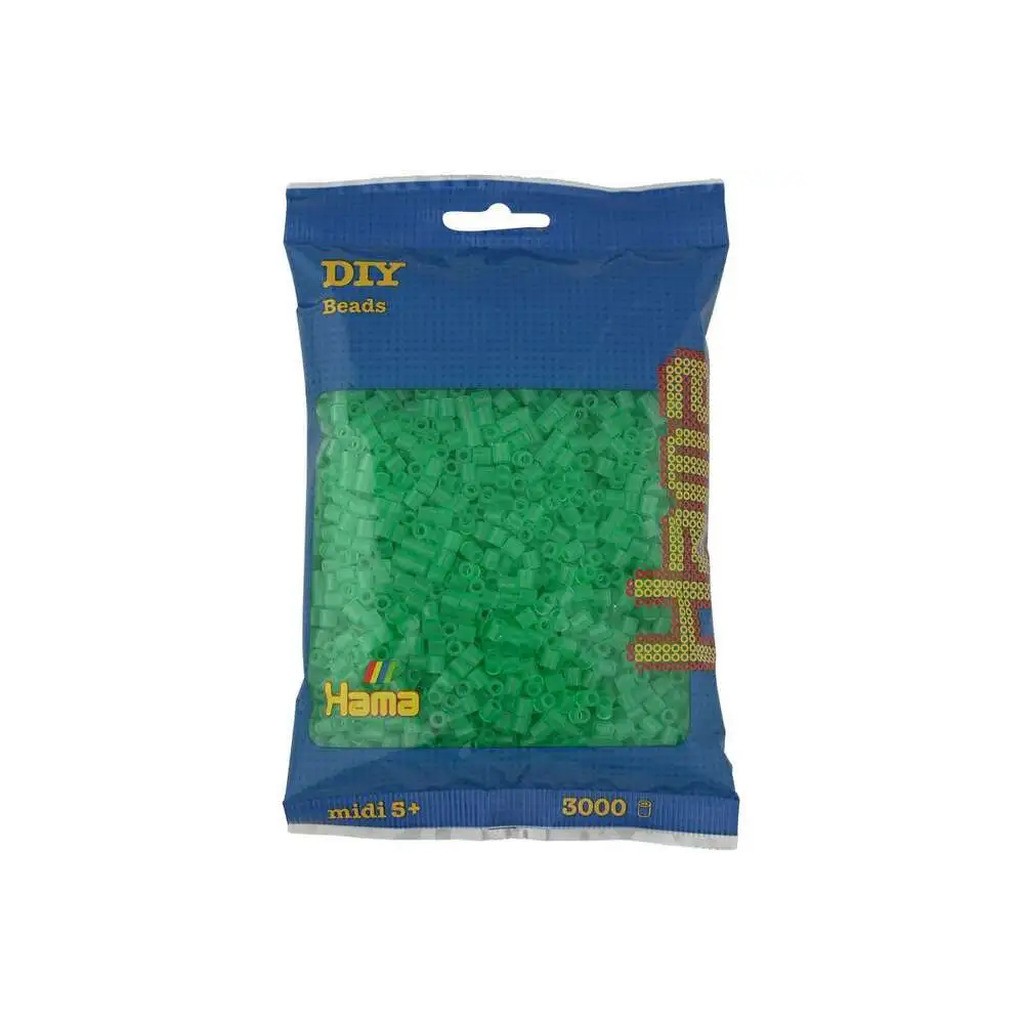 Hama midi perler 3000stk transp. grøn