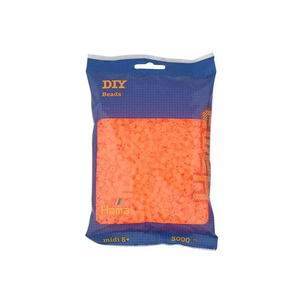 Hama midi perler 3000stk neon orange