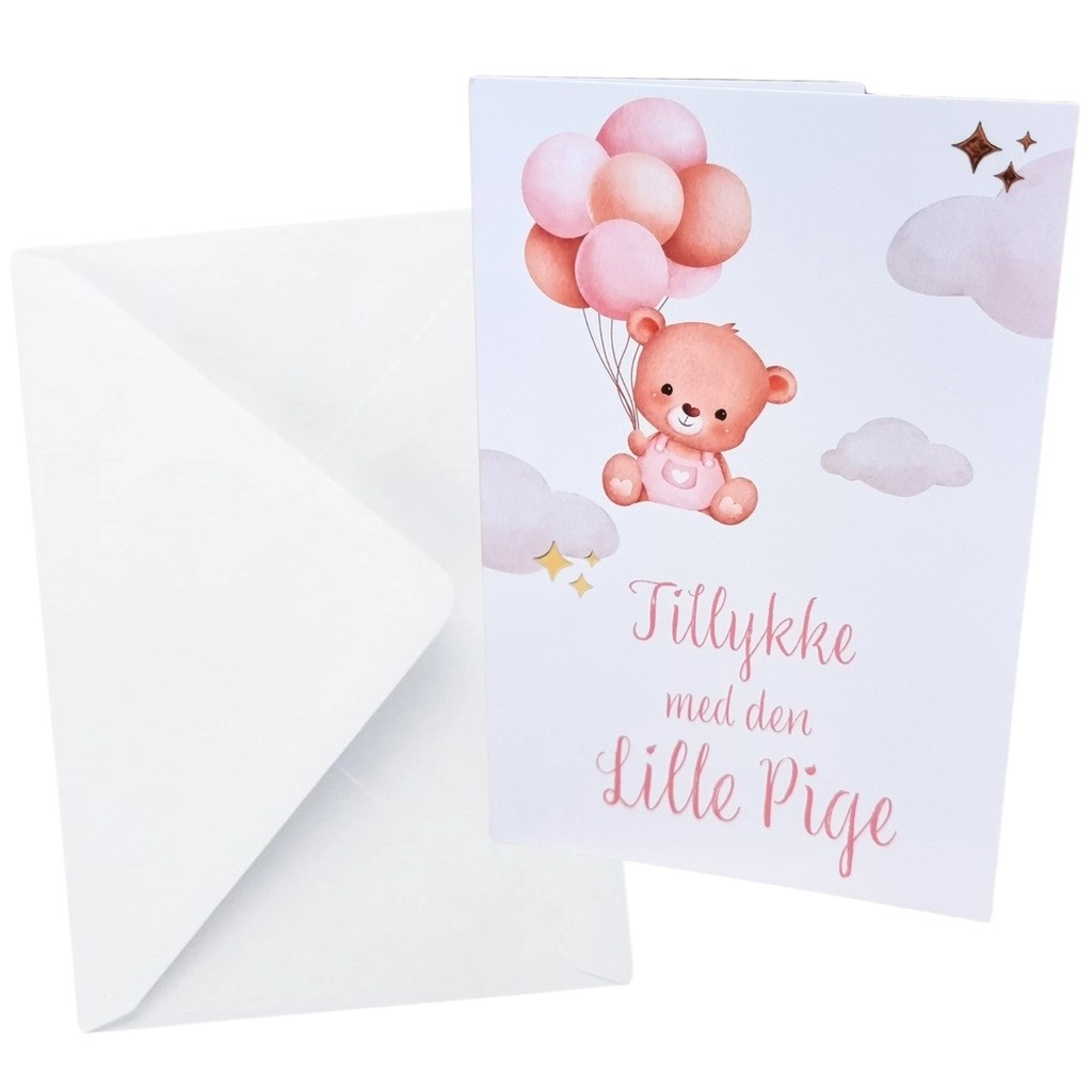 Kort Dobbelt m/konvolut Tillykke Med Den Lille Pige