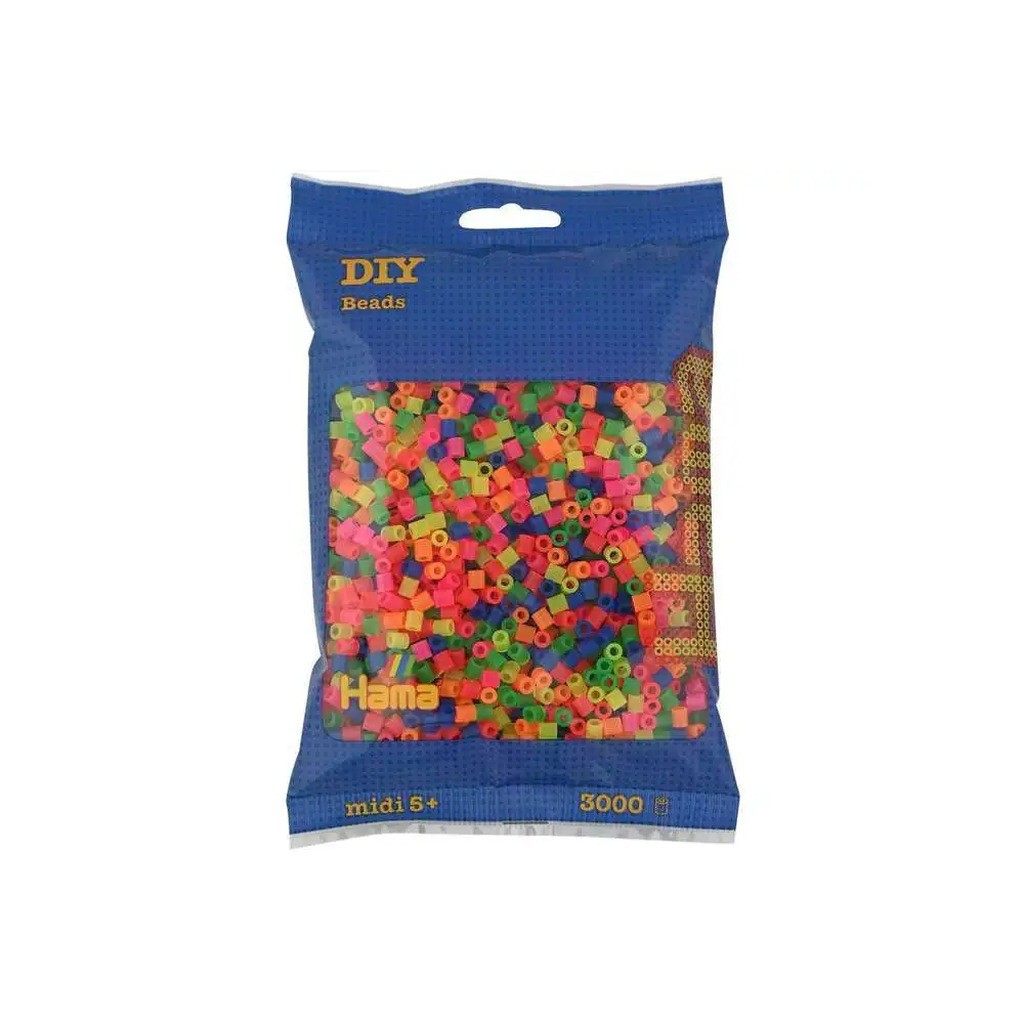 Hama midi perler 3000stk neon mix