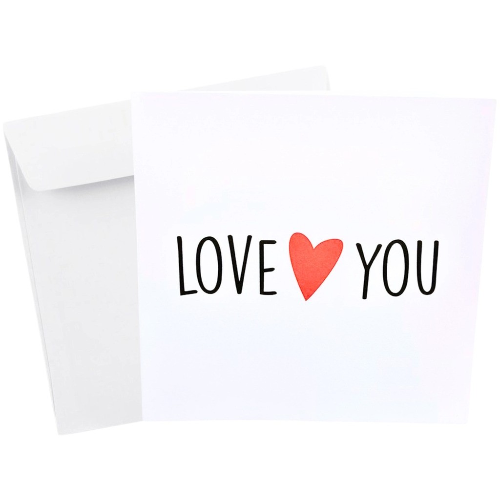 Kort Dobbelt m/konvolut Love You Rødt Hjerte