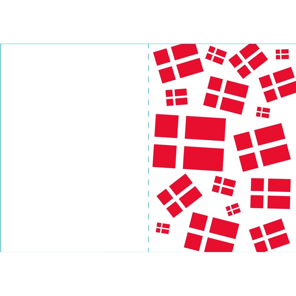 Kort 4/4 m/konvolutter flag/jordbær