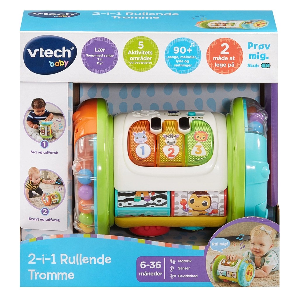 Vtech 2i1 Rullende Tromme  aktivitetslegetøj til børn fra 3-36 mdr.