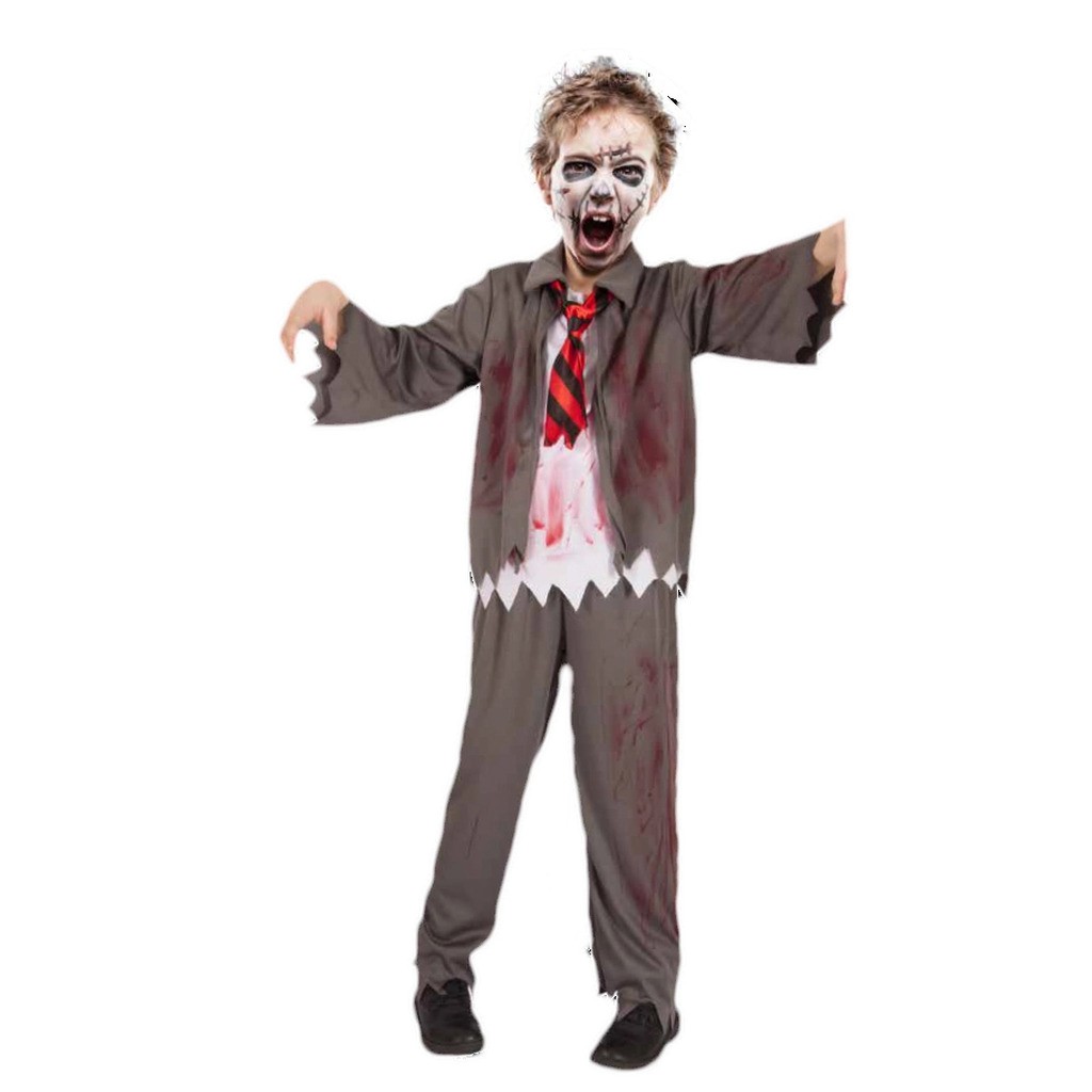Zombie skoledreng-kostume str. 5-7 år.