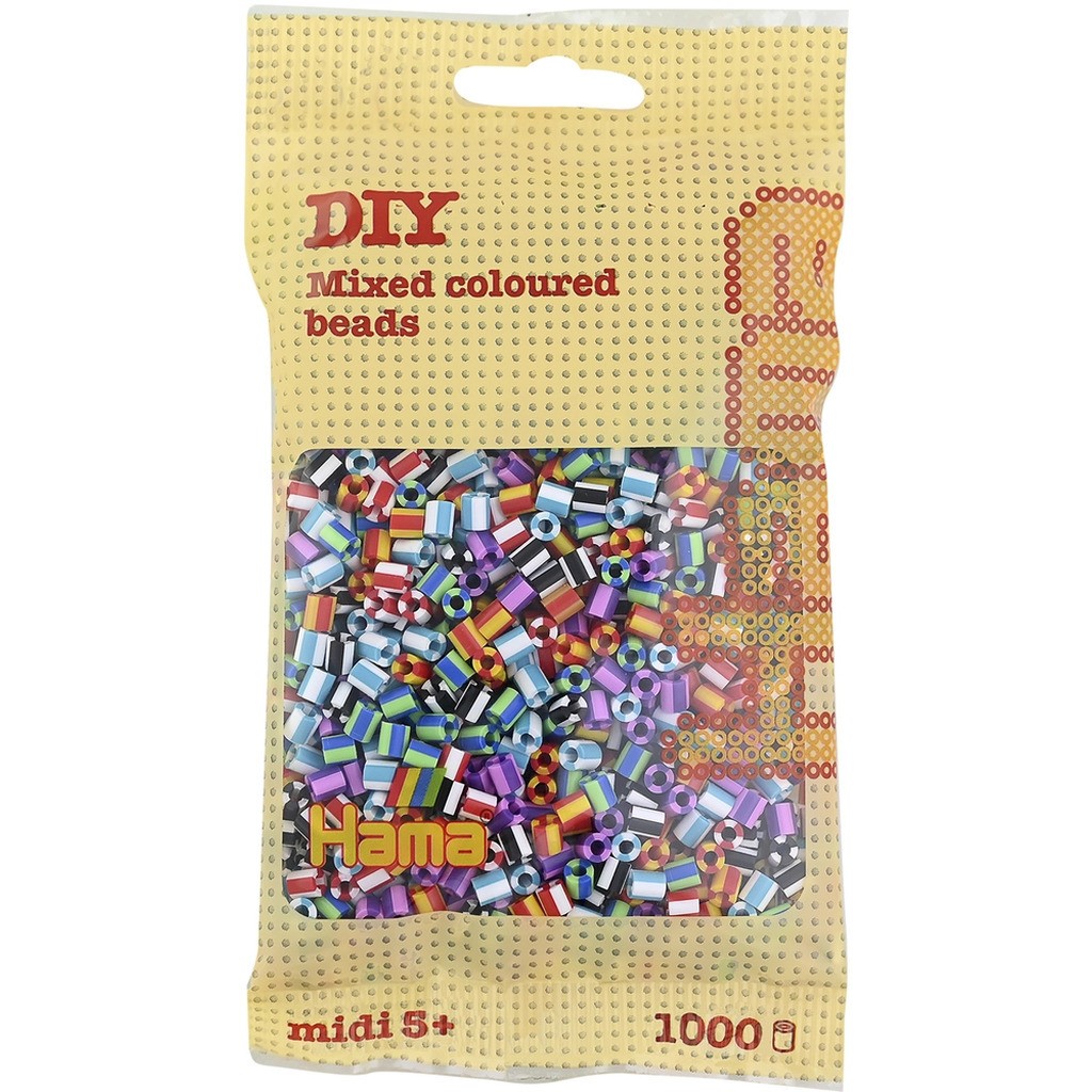 Hama midi perler 1000 stk stribet mix 90