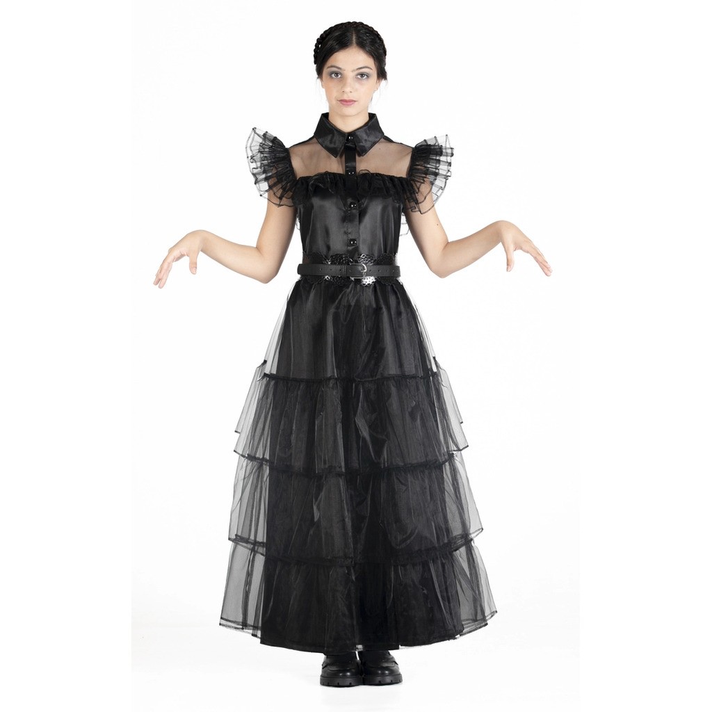 Wednesday Addams balkjole kostume str. 132 cm