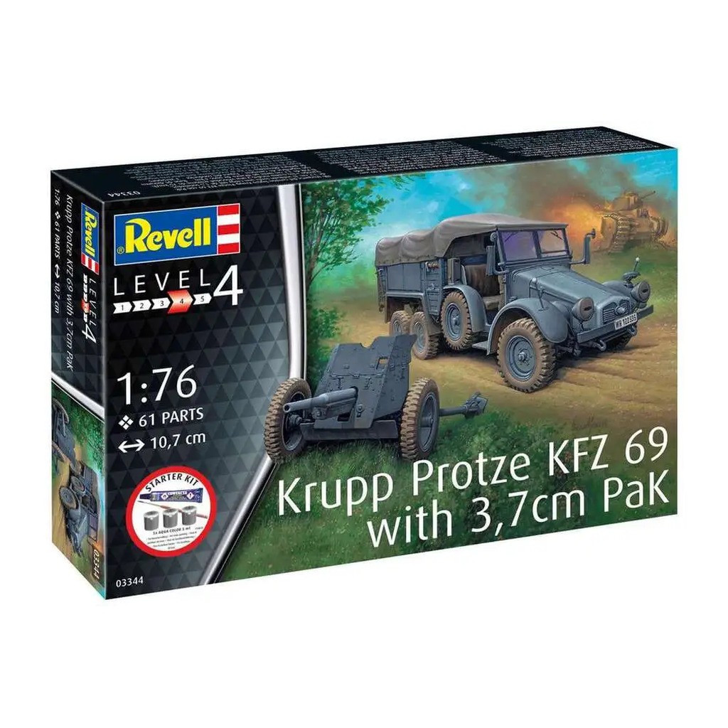 Starter kit Krupp Protze KFZ 69 w/3,7cm pak 1:76