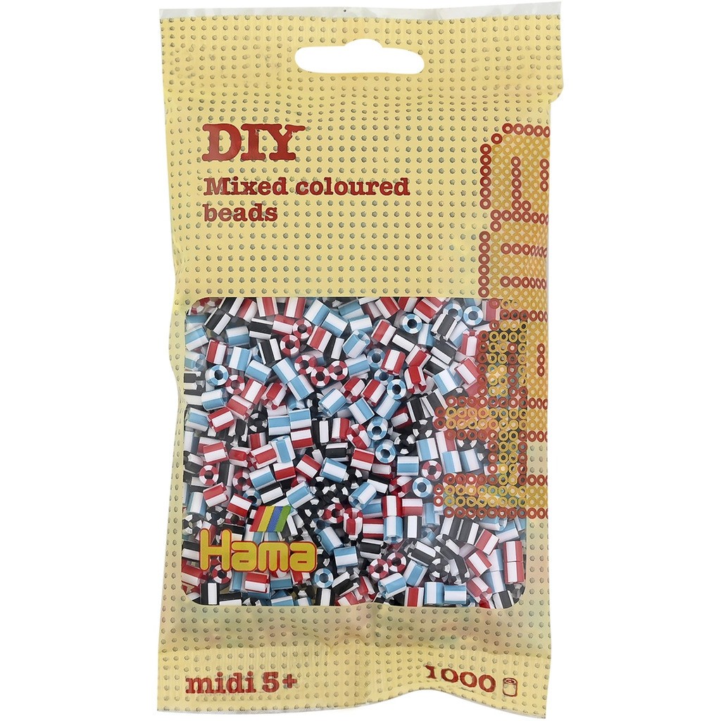 Hama midi perler 1000 stk stribet mix 91