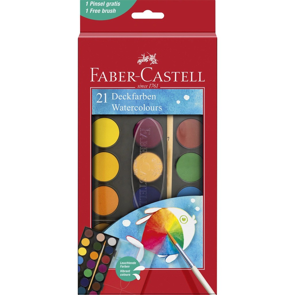 Farvelade med 21 forskellige farver og 1 pensel