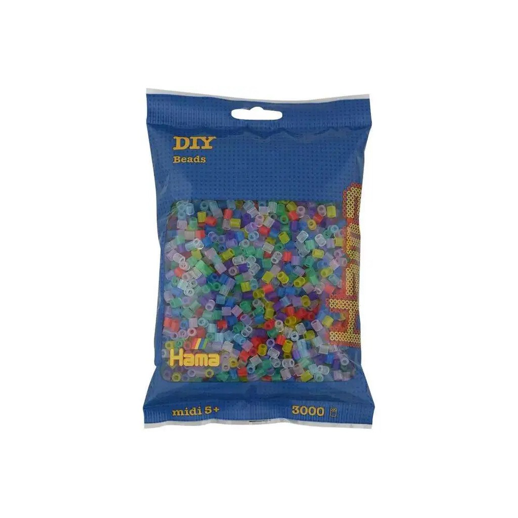 Hama midi perler 3000stk transp. mix