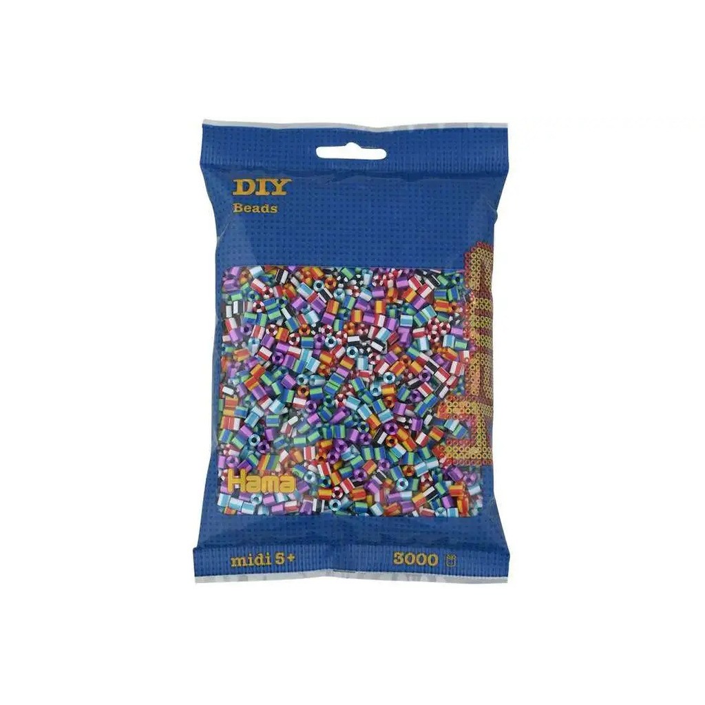 Hama midi perler 3000stk stribet mix 90