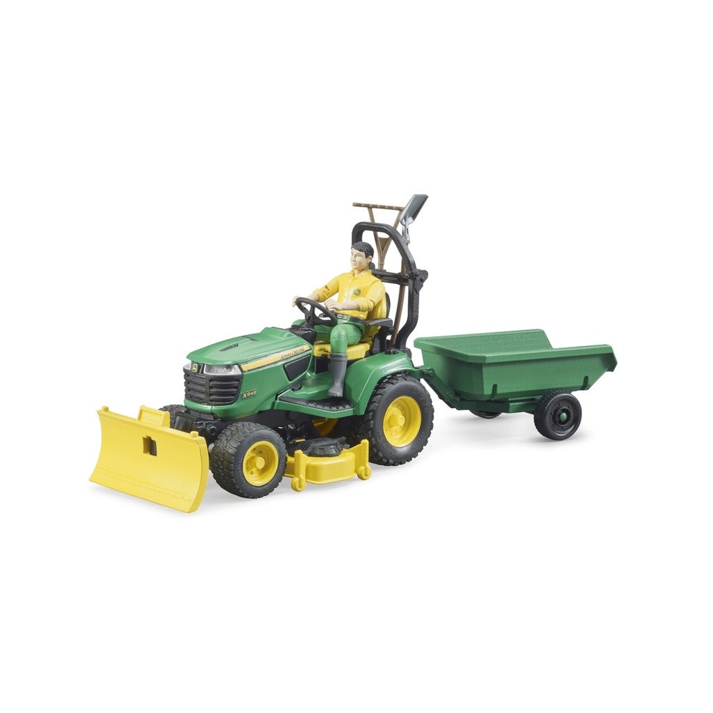 Bruder John Deere Lawn Traktor med trailer og gartner