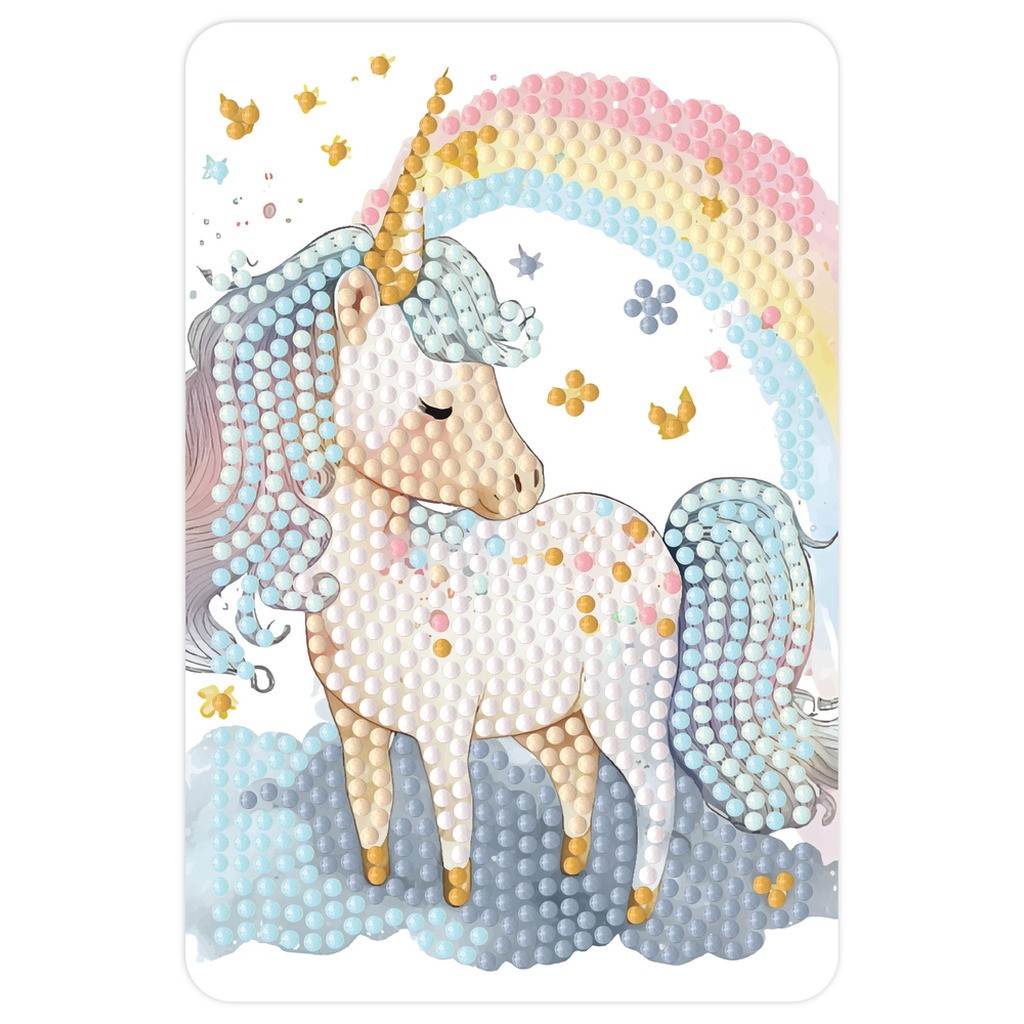 Diamond art unicorn m/regnbue 10 x 15 cm